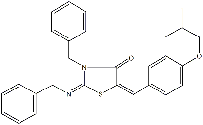 3-benzyl-2-(benzylimino)-5-(4-isobutoxybenzylidene)-1,3-thiazolidin-4-one Struktur