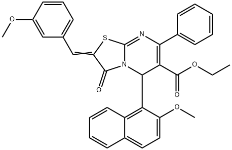 ethyl 2-(3-methoxybenzylidene)-5-(2-methoxy-1-naphthyl)-3-oxo-7-phenyl-2,3-dihydro-5H-[1,3]thiazolo[3,2-a]pyrimidine-6-carboxylate Struktur