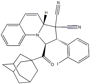 1-(1-adamantylcarbonyl)-2-(2-iodophenyl)-1,2-dihydropyrrolo[1,2-a]quinoline-3,3(3aH)-dicarbonitrile Struktur