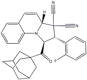 1-(1-adamantylcarbonyl)-2-(2-fluorophenyl)-1,2-dihydropyrrolo[1,2-a]quinoline-3,3(3aH)-dicarbonitrile Struktur