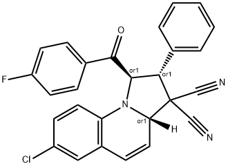 7-chloro-1-(4-fluorobenzoyl)-2-phenyl-1,2-dihydropyrrolo[1,2-a]quinoline-3,3(3aH)-dicarbonitrile Struktur