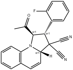 1-acetyl-2-(2-fluorophenyl)-1,2-dihydropyrrolo[1,2-a]quinoline-3,3(3aH)-dicarbonitrile Struktur