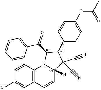 4-(1-benzoyl-7-chloro-3,3-dicyano-1,2,3,3a-tetrahydropyrrolo[1,2-a]quinolin-2-yl)phenyl acetate Struktur