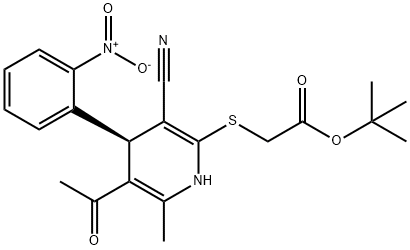 tert-butyl [(5-acetyl-3-cyano-4-{2-nitrophenyl}-6-methyl-1,4-dihydro-2-pyridinyl)sulfanyl]acetate Struktur