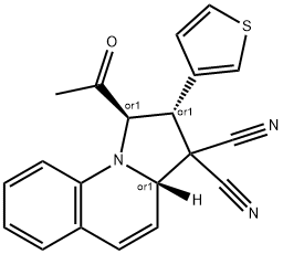 1-acetyl-2-(3-thienyl)-1,2-dihydropyrrolo[1,2-a]quinoline-3,3(3aH)-dicarbonitrile Struktur