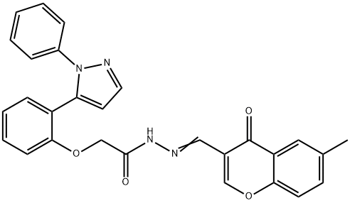 N'-[(6-methyl-4-oxo-4H-chromen-3-yl)methylene]-2-[2-(1-phenyl-1H-pyrazol-5-yl)phenoxy]acetohydrazide Struktur