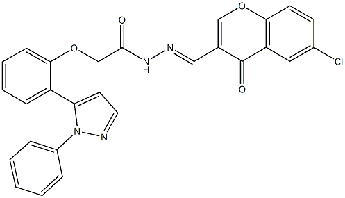 N'-[(6-chloro-4-oxo-4H-chromen-3-yl)methylene]-2-[2-(1-phenyl-1H-pyrazol-5-yl)phenoxy]acetohydrazide Struktur