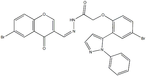 N'-[(6-bromo-4-oxo-4H-chromen-3-yl)methylene]-2-[4-bromo-2-(1-phenyl-1H-pyrazol-5-yl)phenoxy]acetohydrazide Struktur