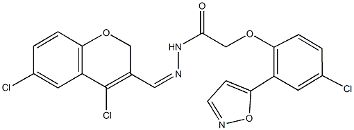 2-[4-chloro-2-(5-isoxazolyl)phenoxy]-N'-[(4,6-dichloro-2H-chromen-3-yl)methylene]acetohydrazide Struktur