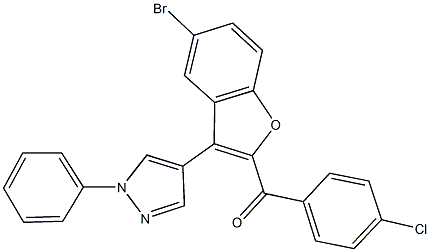 [5-bromo-3-(1-phenyl-1H-pyrazol-4-yl)-1-benzofuran-2-yl](4-chlorophenyl)methanone Struktur