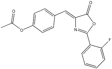 4-[(2-(2-fluorophenyl)-5-oxo-1,3-oxazol-4(5H)-ylidene)methyl]phenyl acetate Struktur