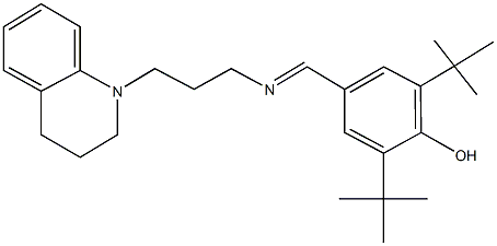 2,6-ditert-butyl-4-({[3-(3,4-dihydro-1(2H)-quinolinyl)propyl]imino}methyl)phenol Struktur