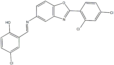 4-chloro-2-({[2-(2,4-dichlorophenyl)-1,3-benzoxazol-5-yl]imino}methyl)phenol Struktur