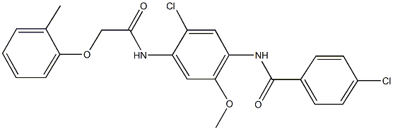 4-chloro-N-(5-chloro-2-methoxy-4-{[(2-methylphenoxy)acetyl]amino}phenyl)benzamide Struktur