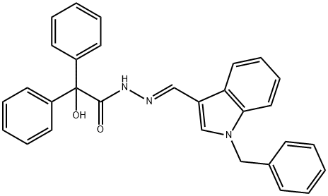 N'-[(1-benzyl-1H-indol-3-yl)methylene]-2-hydroxy-2,2-diphenylacetohydrazide Struktur