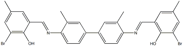 2-bromo-6-[({4'-[(3-bromo-2-hydroxy-5-methylbenzylidene)amino]-3,3'-dimethyl[1,1'-biphenyl]-4-yl}imino)methyl]-4-methylphenol Struktur