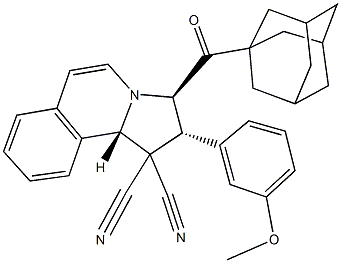 3-(1-adamantylcarbonyl)-2-(3-methoxyphenyl)-2,3-dihydropyrrolo[2,1-a]isoquinoline-1,1(10bH)-dicarbonitrile Struktur