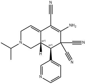 6-amino-2-isopropyl-8-(3-pyridinyl)-2,3,8,8a-tetrahydro-5,7,7(1H)-isoquinolinetricarbonitrile Struktur