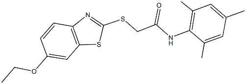 2-[(6-ethoxy-1,3-benzothiazol-2-yl)sulfanyl]-N-mesitylacetamide Struktur