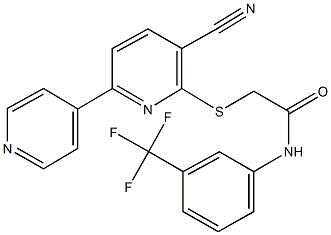 2-[(3-cyano-6,4'-bipyridin-2-yl)sulfanyl]-N-[3-(trifluoromethyl)phenyl]acetamide Struktur