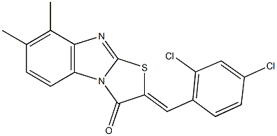 2-(2,4-dichlorobenzylidene)-7,8-dimethyl[1,3]thiazolo[3,2-a]benzimidazol-3(2H)-one Struktur