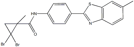 2,2-dibromo-1-methyl-N-[4-(6-methyl-1,3-benzothiazol-2-yl)phenyl]cyclopropanecarboxamide Struktur