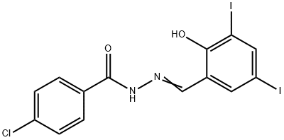 4-chloro-N'-(2-hydroxy-3,5-diiodobenzylidene)benzohydrazide Struktur