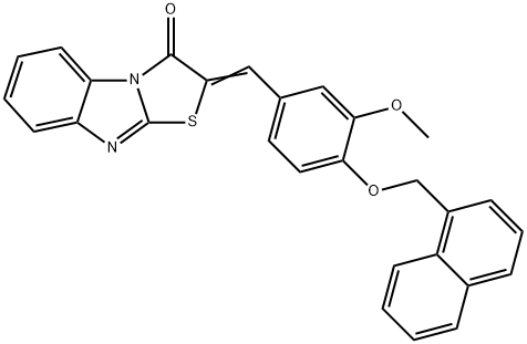 2-[3-methoxy-4-(1-naphthylmethoxy)benzylidene][1,3]thiazolo[3,2-a]benzimidazol-3(2H)-one Struktur