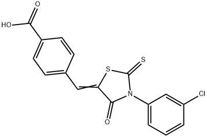 4-{[3-(3-chlorophenyl)-4-oxo-2-thioxo-1,3-thiazolidin-5-ylidene]methyl}benzoic acid Struktur