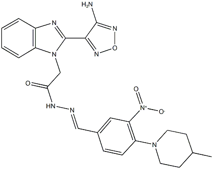 2-[2-(4-amino-1,2,5-oxadiazol-3-yl)-1H-benzimidazol-1-yl]-N'-[3-nitro-4-(4-methyl-1-piperidinyl)benzylidene]acetohydrazide Struktur