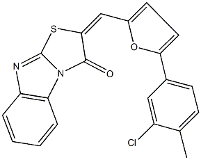 2-{[5-(3-chloro-4-methylphenyl)-2-furyl]methylene}[1,3]thiazolo[3,2-a]benzimidazol-3(2H)-one Struktur