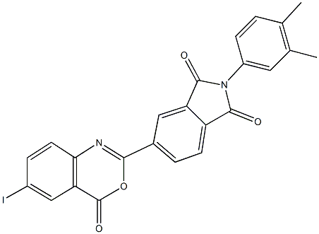 2-(3,4-dimethylphenyl)-5-(6-iodo-4-oxo-4H-3,1-benzoxazin-2-yl)-1H-isoindole-1,3(2H)-dione Struktur