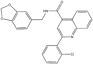 N-(1,3-benzodioxol-5-ylmethyl)-2-(2-chlorophenyl)-4-quinolinecarboxamide Struktur