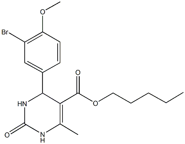 pentyl 4-[3-bromo-4-(methyloxy)phenyl]-6-methyl-2-oxo-1,2,3,4-tetrahydropyrimidine-5-carboxylate Struktur