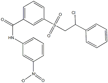 3-[(2-chloro-2-phenylethyl)sulfonyl]-N-{3-nitrophenyl}benzamide Struktur