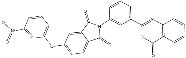 5-{3-nitrophenoxy}-2-[3-(4-oxo-4H-3,1-benzoxazin-2-yl)phenyl]-1H-isoindole-1,3(2H)-dione Struktur