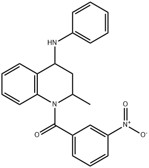 4-anilino-1-{3-nitrobenzoyl}-2-methyl-1,2,3,4-tetrahydroquinoline Struktur