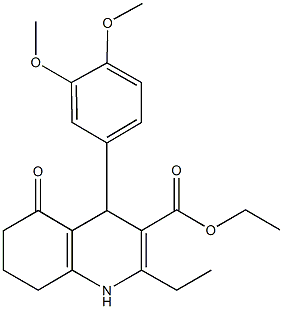 ethyl 4-(3,4-dimethoxyphenyl)-2-ethyl-5-oxo-1,4,5,6,7,8-hexahydro-3-quinolinecarboxylate Struktur