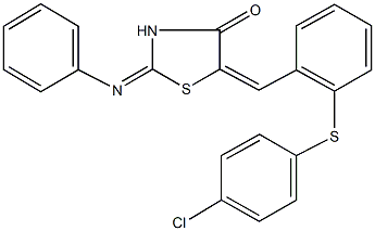 5-{2-[(4-chlorophenyl)sulfanyl]benzylidene}-2-(phenylimino)-1,3-thiazolidin-4-one Struktur