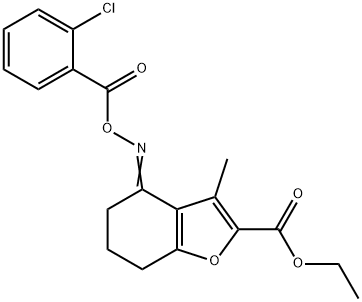 ethyl 4-{[(2-chlorobenzoyl)oxy]imino}-3-methyl-4,5,6,7-tetrahydro-1-benzofuran-2-carboxylate Struktur