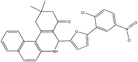 5-(5-{2-chloro-5-nitrophenyl}-2-furyl)-2,2-dimethyl-2,3,5,6-tetrahydrobenzo[a]phenanthridin-4(1H)-one Struktur