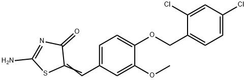 5-{4-[(2,4-dichlorobenzyl)oxy]-3-methoxybenzylidene}-2-imino-1,3-thiazolidin-4-one Struktur