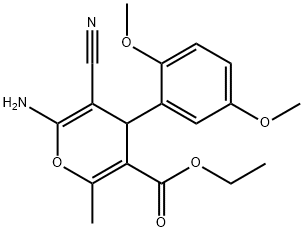 ethyl 6-amino-5-cyano-4-(2,5-dimethoxyphenyl)-2-methyl-4H-pyran-3-carboxylate Struktur