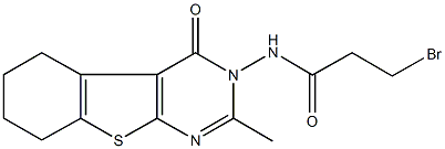 3-bromo-N-(2-methyl-4-oxo-5,6,7,8-tetrahydro[1]benzothieno[2,3-d]pyrimidin-3(4H)-yl)propanamide Struktur