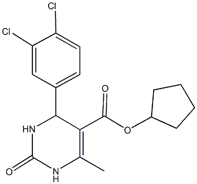 cyclopentyl 4-(3,4-dichlorophenyl)-6-methyl-2-oxo-1,2,3,4-tetrahydropyrimidine-5-carboxylate Struktur