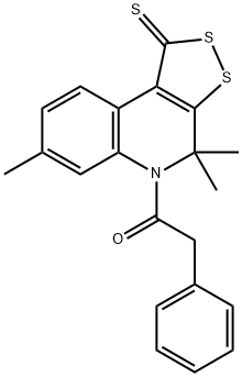 4,4,7-trimethyl-5-(phenylacetyl)-4,5-dihydro-1H-[1,2]dithiolo[3,4-c]quinoline-1-thione Struktur