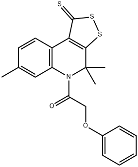 4,4,7-trimethyl-5-(phenoxyacetyl)-4,5-dihydro-1H-[1,2]dithiolo[3,4-c]quinoline-1-thione Struktur