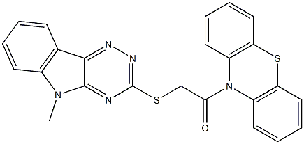 10-{[(5-methyl-5H-[1,2,4]triazino[5,6-b]indol-3-yl)sulfanyl]acetyl}-10H-phenothiazine Struktur