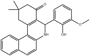 5-(2-hydroxy-3-methoxyphenyl)-2,2-dimethyl-2,3,5,6-tetrahydrobenzo[a]phenanthridin-4(1H)-one Struktur