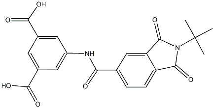 5-{[(2-tert-butyl-1,3-dioxo-2,3-dihydro-1H-isoindol-5-yl)carbonyl]amino}isophthalic acid Struktur